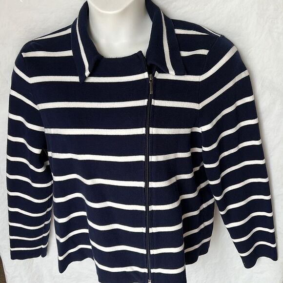 Chaps navy blue white stripe blazer jacket size XL - Picture 4 of 8